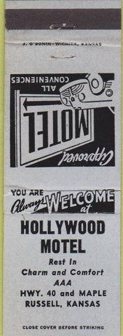 Matchbook Cover - Hollywood Motel Russell KS