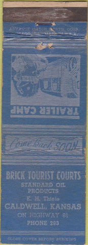Matchbook Cover - Brick Tourist Courts Caldwell KS WORN Advance