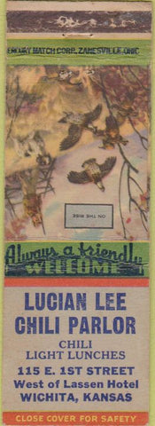 Matchbook Cover - Lucian Lee Chili Parlor Wichita KS WEAR