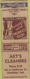 Matchbook Cover - Art's Cleaners Columbus IN POOR