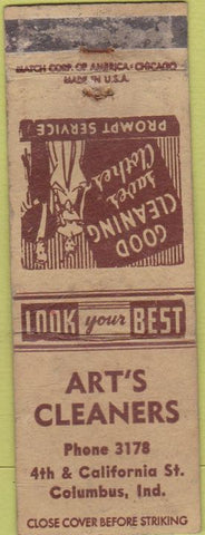 Matchbook Cover - Art's Cleaners Columbus IN POOR