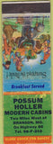 Matchbook Cover - Possum Holler Cabins Barnson MO hillbilly WORN