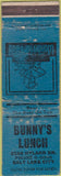 Matchbook Cover - Bunny's Lunch Salt Lake City POOR