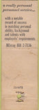 Matchbook Cover - Witty Personnel Agency NYC WORN