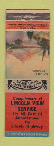Matchbook Cover - Lincoln View Service Abbotstown WORN