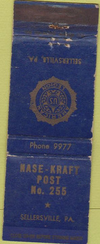 Matchbook Cover - Kase Kraft American Legion Sellersville PA