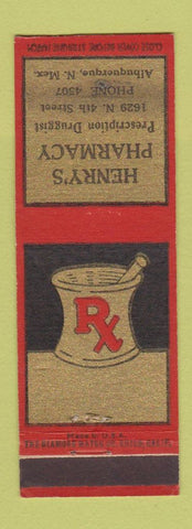 Matchbook Cover - Henry's Drug Albuquerque NM WEAR