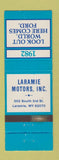 Matchbook Cover - 1982 Ford Laramie Motors WY WEAR