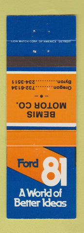 Matchbook Cover - 1981 Ford Bemis Motors Oregon Byron