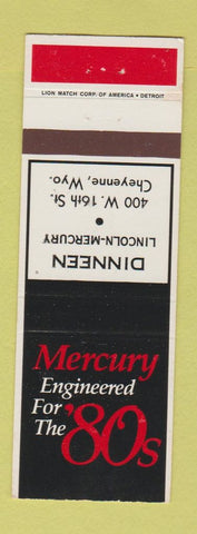 Matchbook Cover - 1980 Mercury Dinneen Lincoln Cheyenne WY