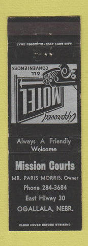 Matchbook Cover - Mission Courts Motel Ogallala NE