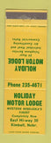 Matchbook Cover - Holiday Motor Lodge Kimball NE