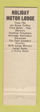Matchbook Cover - Holiday Motor Lodge Kimball NE