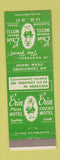 Matchbook Cover - Erin Motels Ogallala Cozad Grand Island Fremont NE