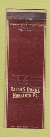 Matchbook Cover - Ralph S Dunne Narberth PA Socony Vacuum oil Jeddo Coal