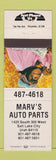 Matchbook Cover - Marv's Auto Parts Salt Lake City UT Monkey