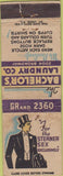 Matchbook Cover - Bachelor's Laundry NO TOWN WORN