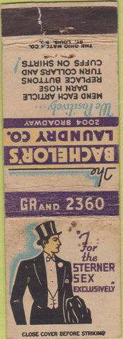 Matchbook Cover - Bachelor's Laundry NO TOWN WORN