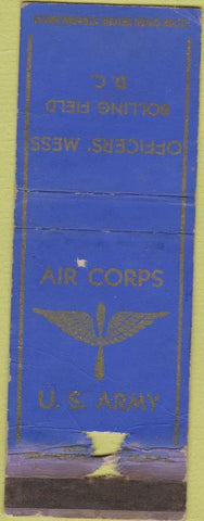 Matchbook Cover - Air Corps Officers' Mess Bolling Field Washignton DC WORN