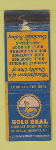 Matchbook Cover - Gold Seal Asphalt Roofing Chicago Heights IL POOR
