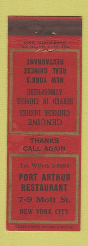 Matchbook Cover - Port Arthur Restaurant New York City Chinese