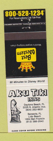 Matchbook Cover - Best Western Aku Tiki Sarasota Daytona Beach FL