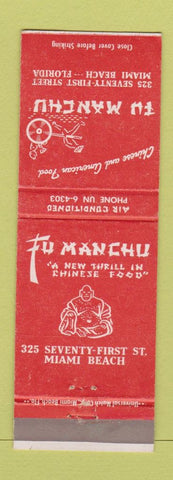 Matchbook Cover - Fu Manchu Chinese Restaurant Miami Beach FL