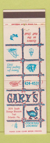 Matchbook Cover - Gary's Seafood Orlando FL
