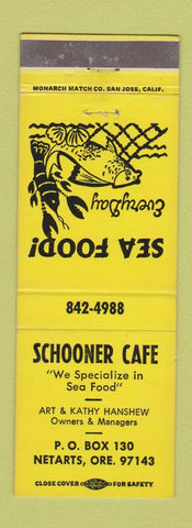 Matchbook Cover - Schooner Cafe Seafood Netarts OR