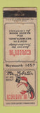 Matchbook Cover - Mr Lobster Cain's Weymouth MA WORN