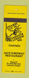Matchbook Cover - Jack's Midway Restaurant Chemult OR monkey