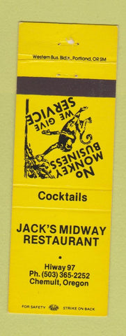 Matchbook Cover - Jack's Midway Restaurant Chemult OR monkey
