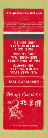 Matchbook Cover - Peking Garden Chinese Food Melbourne Vero Beach FL