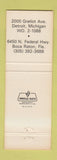 Matchbook Cover - Joe Muer Seafood Detroit MI Boca Raton FL