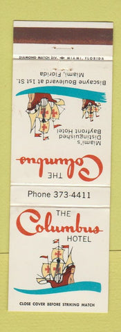Matchbook Cover - Columbus Hotel Miami FL #1 WHITE