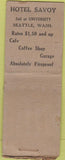 Matchbook Cover - Hotel Savoy Seattle WA DQ BOBTAIL
