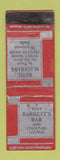 Matchbook Cover - Barrett's Bar Wisconsin Dells WI Hotel Blackhawk WORN