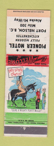 Matchbook Cover - Pioneer Motel Fort Nelson BC hillbilly  WEAR