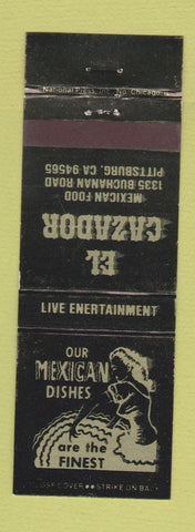 Matchbook Cover - El Cazador Mexican Food girlie Pittsburg CA