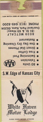 Matchbook Cover - White Haven Motor Lodge Overland Park KS POOR