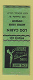 Matchbook Cover - Log Cabin Fort Bragg CA low phone # girlie BOBTAIL WEAR