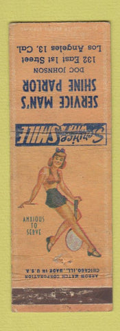 Matchbook Cover - Service Man's Shine Parlor Los Angeles CA ARROW pinup WORN