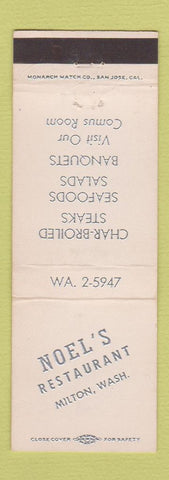 Matchbook Cover - Noel's Restaurant Milton WA