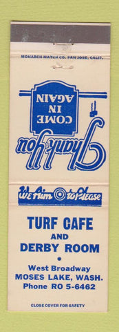 Matchbook Cover - Turf Cafe and Derby Room Moses Lake WA