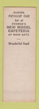 Matchbook Cover - Model Grill Tacoma WA SAMPLE