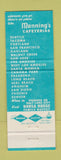 Matchbook Cover - Manning's Cafeterias CHAIN