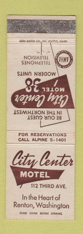 Matchbook Cover - City Center Motel Renton WA WEAR
