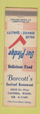 Matchbook Cover - Barcott's Seafood Restaurant Tacoma WA