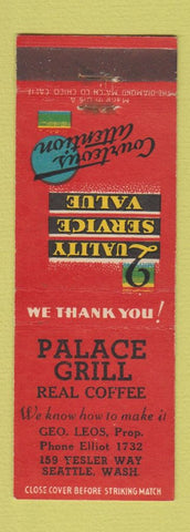 Matchbook Cover - Palace Grill Seattle WA