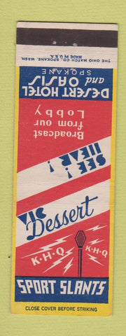 Matchbook Cover - Desert Hotel Spokane WA KHQ Radio Sports